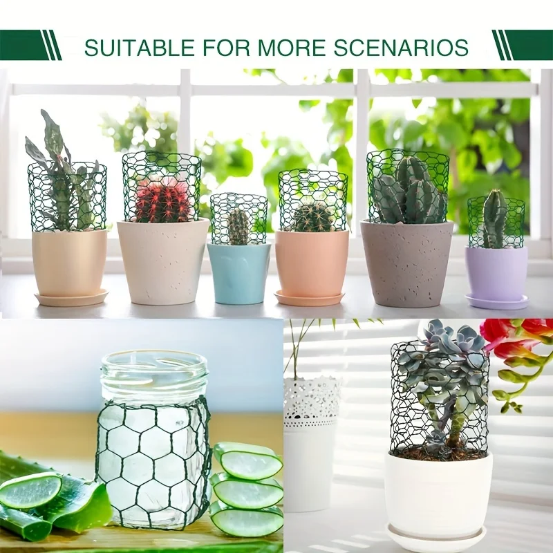 لفة شبكية سلكية للدجاج سداسية خفيفة الوزن، شبكة حرفية معدنية مقاومة للماء لأحجار كريمة صناعية لزراعة الزهور #5