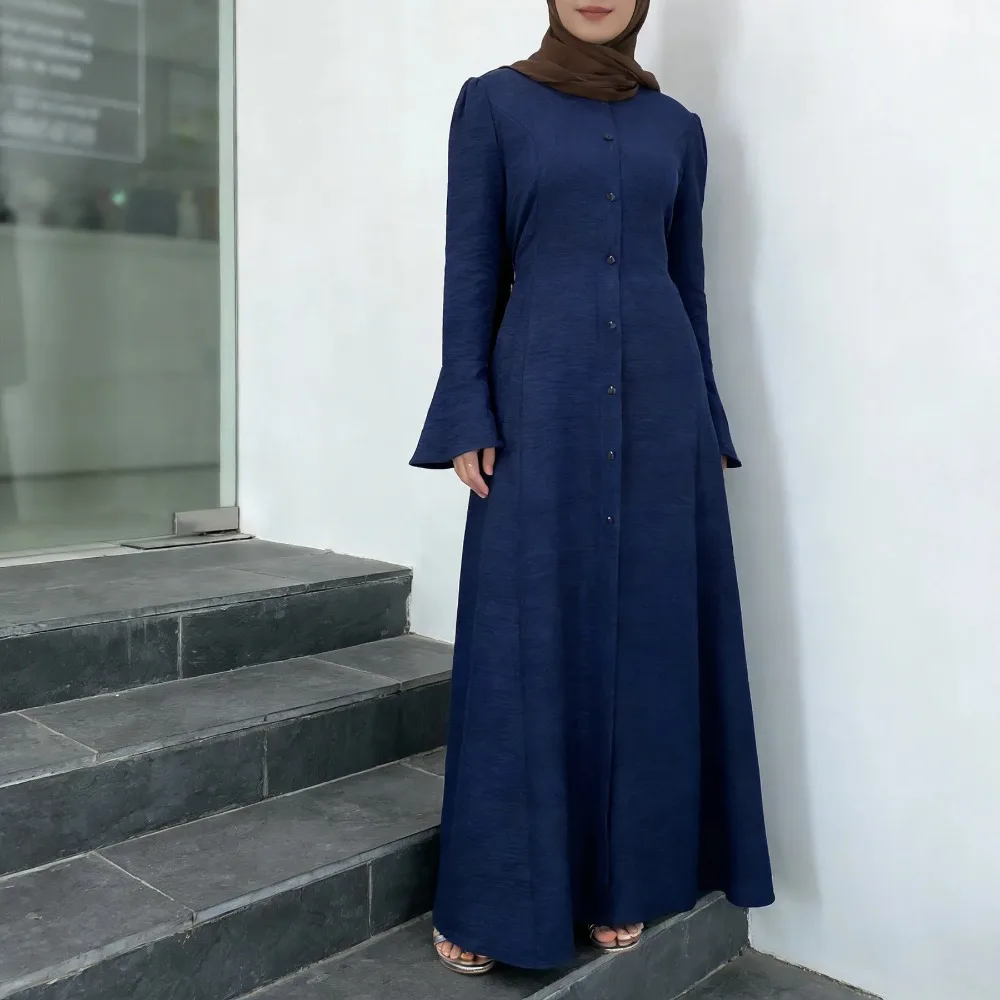 

Платье для мусульманок на Рамадан, Марокко: Абая с пуговицами спереди, длинное платье для молитв, Индия, Дубай, Турция, длинные платья-абайи (Lange Vestidos Largos)