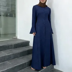 ramadan Morocco Dress Muslim Women Abaya Prayer Front Button Long Robe India Abayas Dubai Turkey Longue Vestidos Largos
