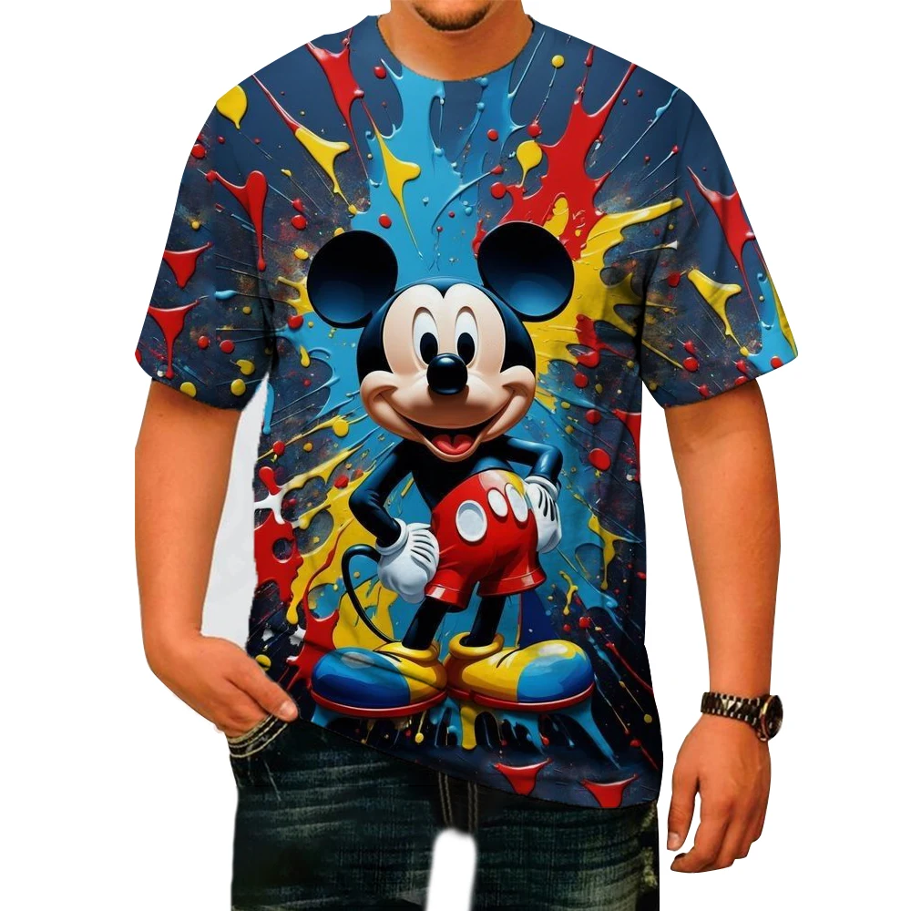 Mickey Mouse Men's T Shirt Disney Cartoon TShirts Male Summer Short Sleeve Couple T-shirt Cute Funny Tops Tee Camiseta Children