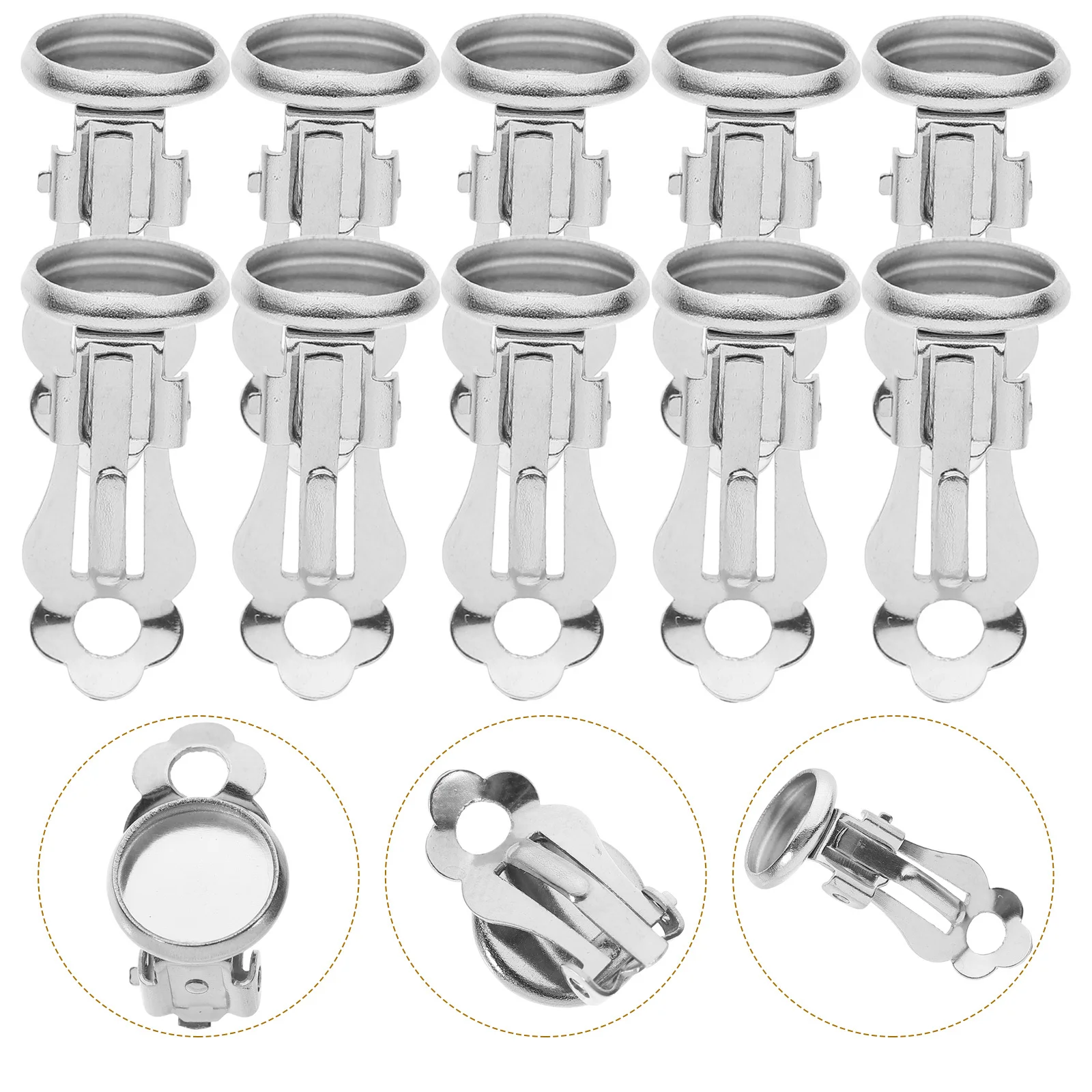 

50Pcs Ear Clip Accessories DIY Tray 8mm Stainless Steel Ear Clips Materials for Masquerade Birthday Party Delicate Earrings
