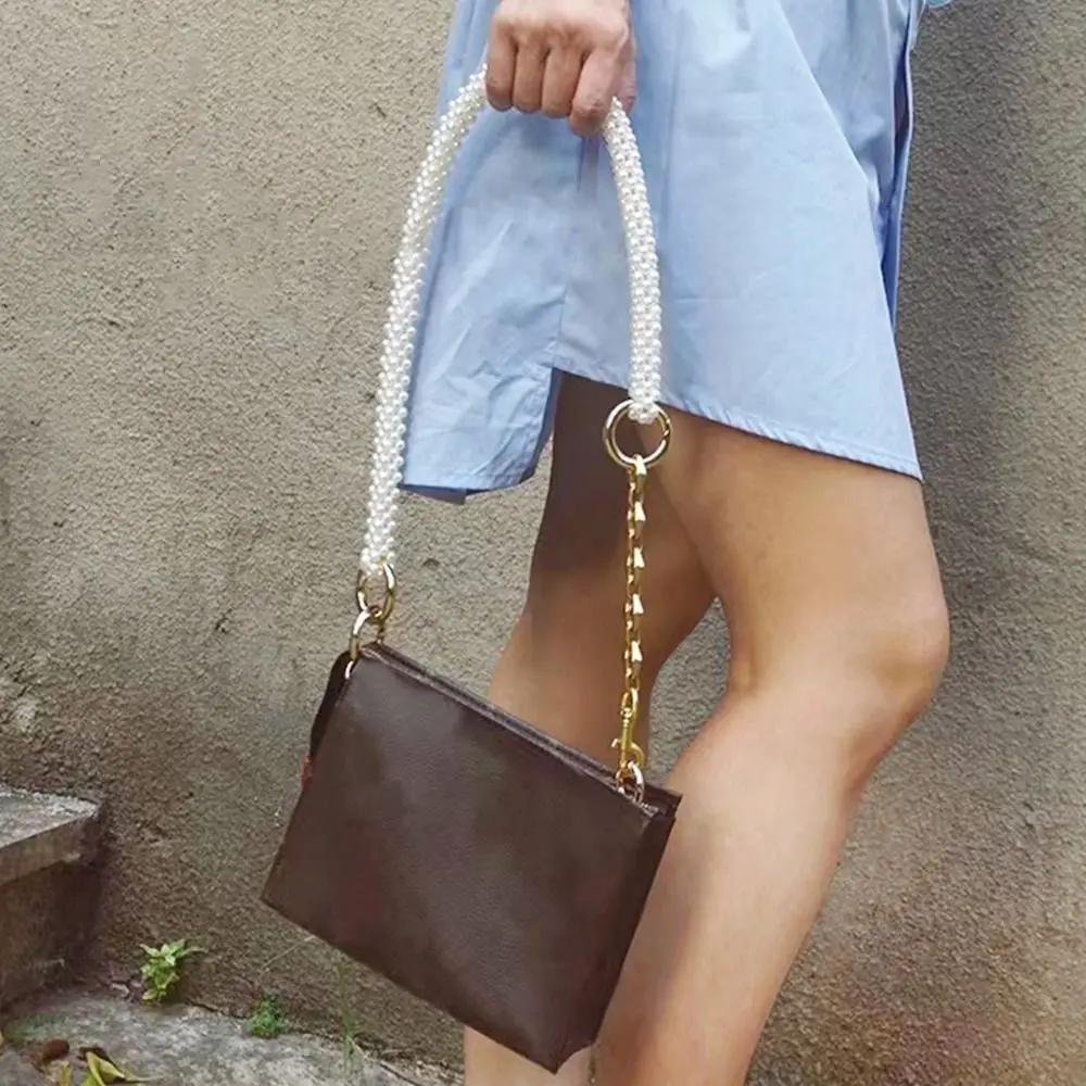 Handbag Hanging Chains DIY Modification Accessories Pearl Bag Chain Bag Accessories Metal Braided Chain Shoulder Bag Strap