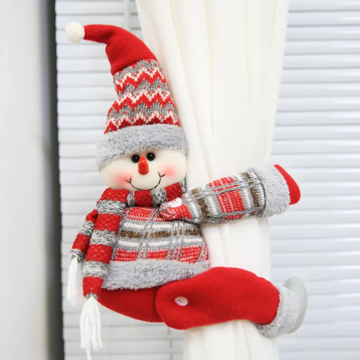 Christmas Curtain Tieback  Decoration Snowman Santa Claus Toy for Festival Xmas Decoration for Hotel Restaurant Shopwindow