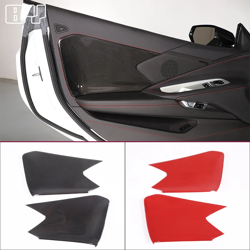 For Chevrolet Corvette C8 Stingray Z51 Z06 2020-2023 ABS Carbon Fiber/Red Interior Trim Door Panel Trim Cover Car Accessories