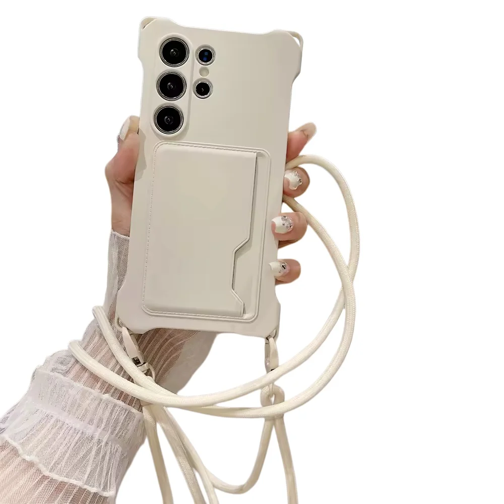 Weiche Silikon-Handyhülle für Samsung A54 A14 A34 A53 A15 A35 A55 A16 A26 A36 A56 mit Kartenhalter und Trageschlaufe, stoßfester Schutz.