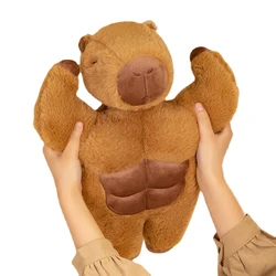 Capybara Muscle Plush Doll Cute Muscular Plushie Stuffed Toy Kawaii Cartoon Strong Animal Pillow for Boy Girlfriend Gifts