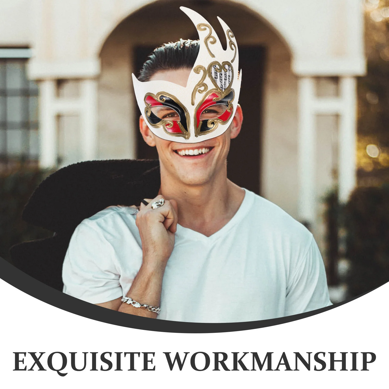 Chama rachado máscara vermelha premium plástico meia face masquerade alça ajustável para festa de carnaval traje bola evento decoração