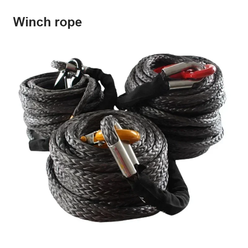 For Ultra High Molecular Weight Polyethylene Fiber Winch Rope With Protective Sleeve For Truck Off-Road Vehicles Winch Accessory