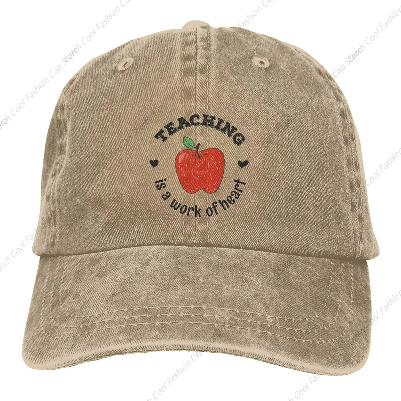 Teaching is A Work of Heart Baseball Cap for Men Women Vintage Trucker Denim Hat Washed Cotton Fashion Unisex Adjustable Sports