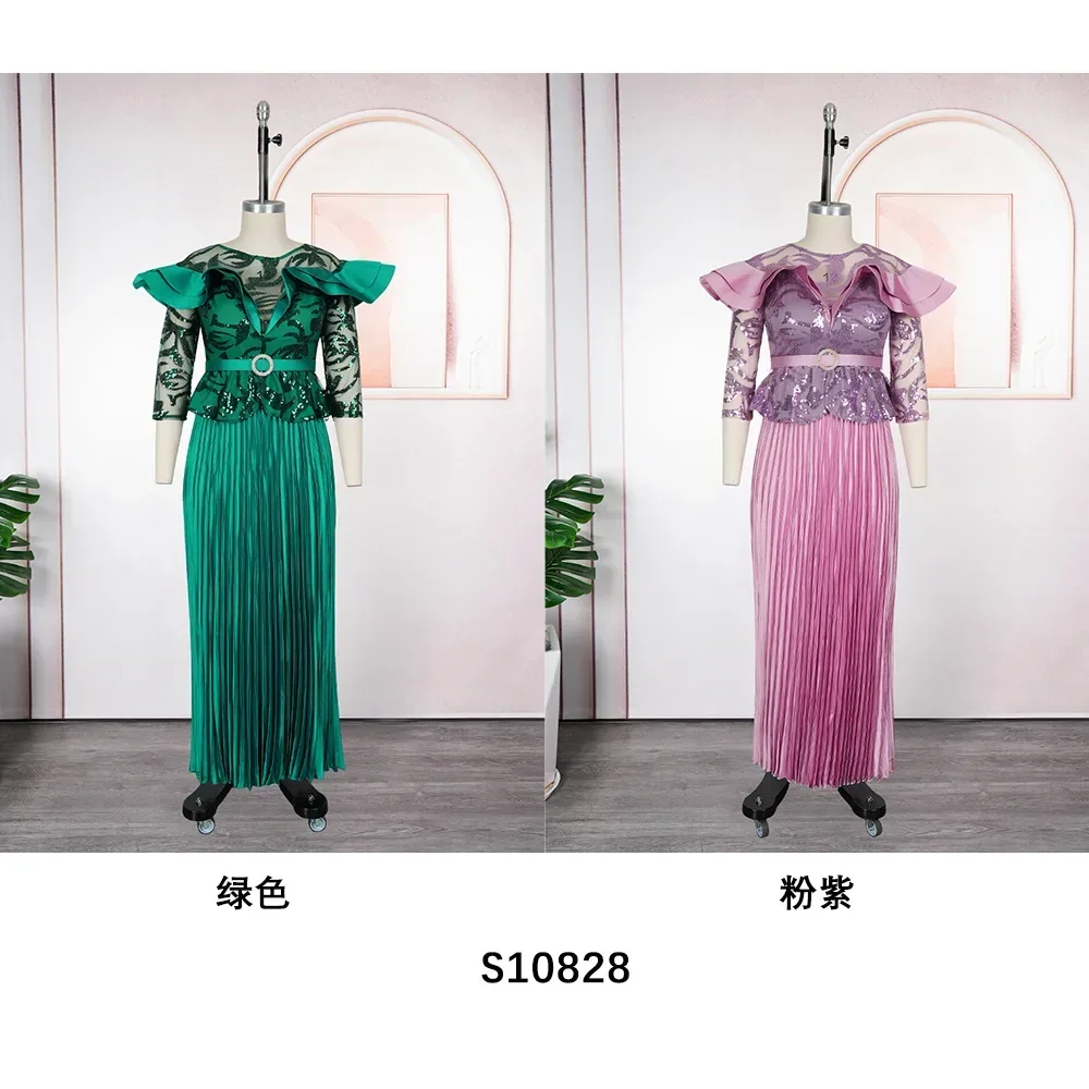 فساتين سهرة للحفلات الأفريقية مقاس كبير للنساء أنيقة أفريقية بأكمام طويلة ورقبة دائرية فستان طويل ماكسي ملابس فساتين عيد الميلاد #3