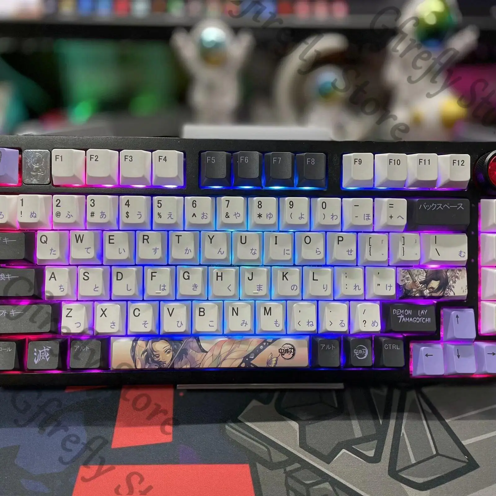 Demon Slayer Cosplay Anime Mechanical Keyboard Keycap Kochou Shinobu Computer Three-dimensional Craft Boys Gifts Mascot