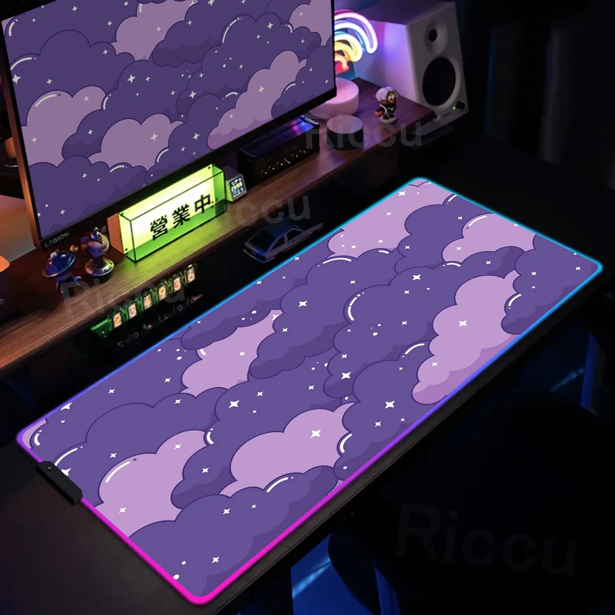 

Purple RGB Mouse Pad Skyscape Large Mousepad 90x40cm Gaming Accessories Rubber Computer Backlight Deskmat XXL Extended Mouse Mat