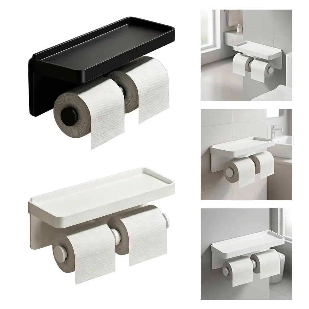 Modern Stainless Steel Wall Mounted Roll Rack Dual Reel Rust Resistant Washroom Towel Storage Bracket Home Bathroom Accessories