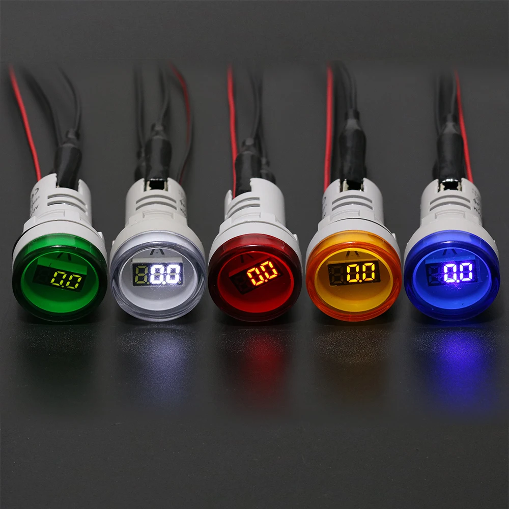 22mm Mini Ammeter Current Meter Indicator LED with CT Transformer White Yellow  Red Green Blue illumination Plastic Meter