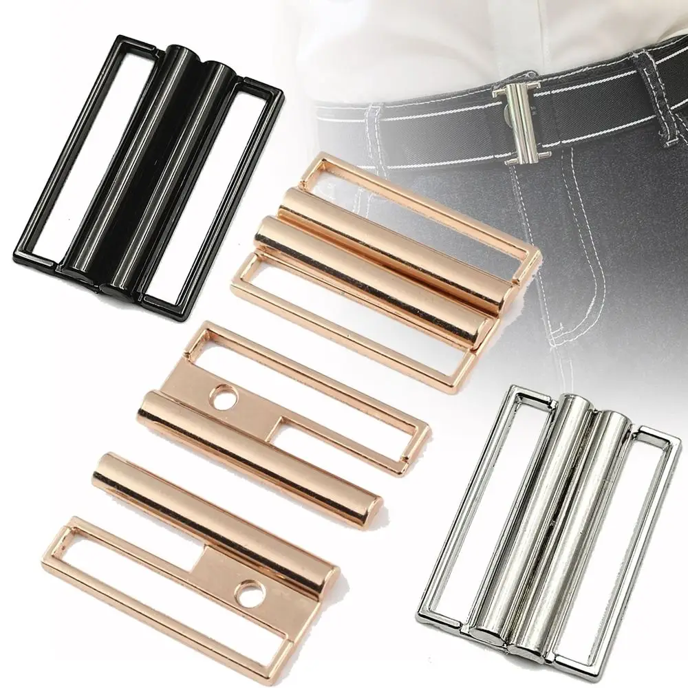 5pcs Gold Silver Black Belt Buckle Decoration Universal Square Elastic Waistband Buckle Practical Metal Clasp