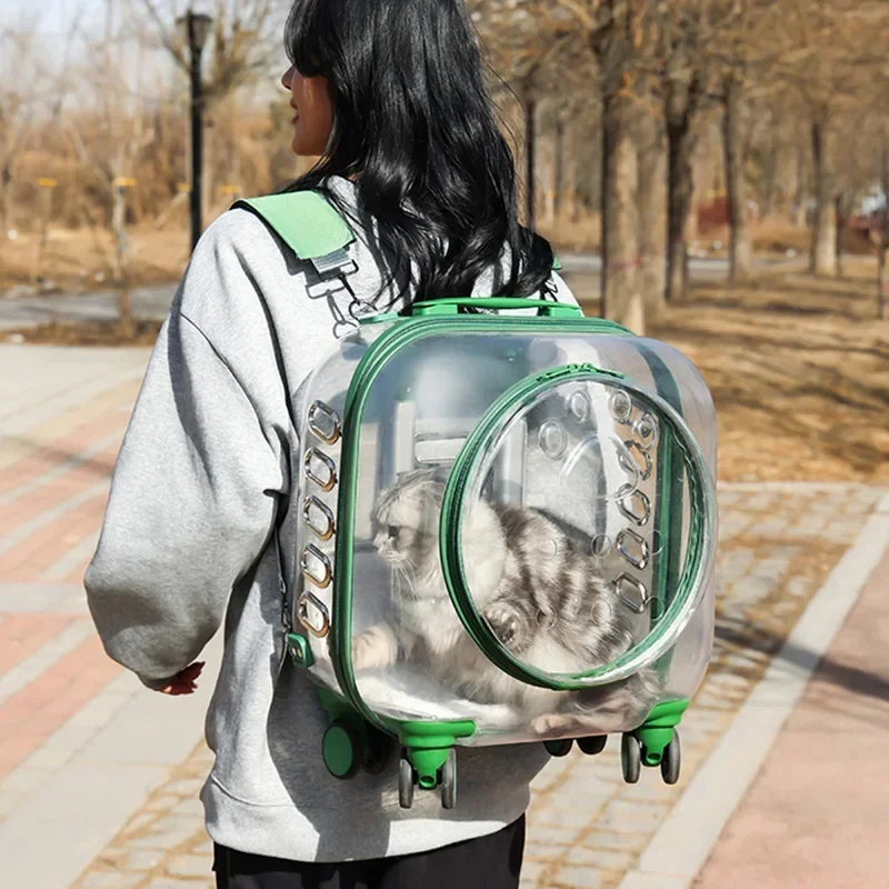 Transparent Pet Trolley Box Large Capacity Multi Purpose Cat Bag Portable Aviation Backpack Pet Travel Gear Transport