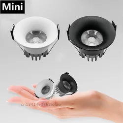 Dimmable Mini 3W5W7W10W embedded sky light LED downlight COB spotlight AC110-220V bedroom cabinet interior lighting