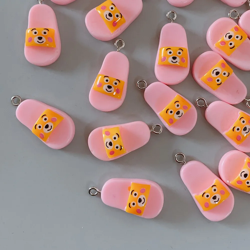 10Pcs Cute Bear Slippers Charms Resin Pendant For Jewelry Making Diy Bracelet Necklace Earrings Handmade Accessories Supplies