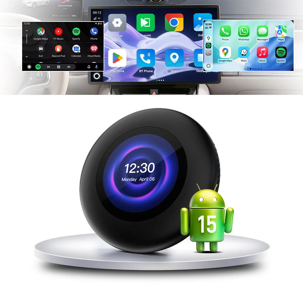 NewCarlinkit Android 15 4 In1 6350 Wireless Carplay Android Auto TV Adaptor 8gb 128gb Wifi6 Ai Box Car Play Dongl for BMW Netfli