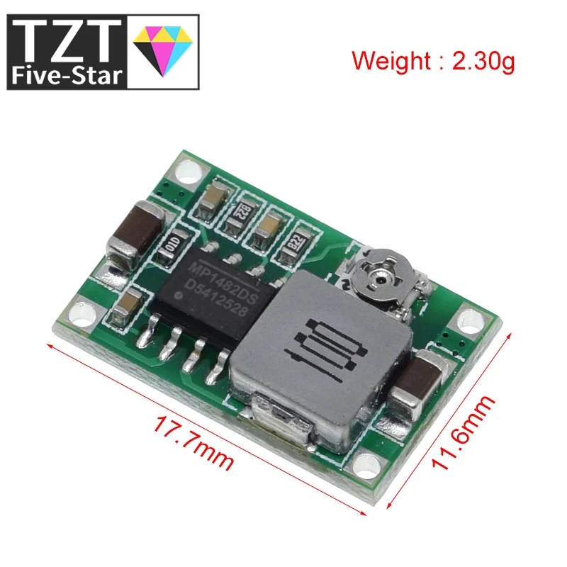 TZT 1/5/10PCS RC Flugzeug Modul Mini 360 DC Buck Converter Step Down Modul 4,75 V-23 V zu 1V-17V LM2596 2A 17x11x3,8mm – Detail 3