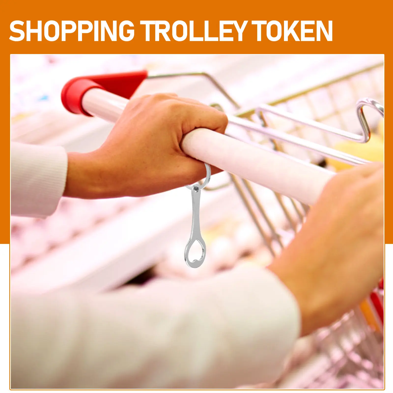 4Pcs Stainless Steel Shopping Trolley Tokens Key Ring Portable Trolley Remover for Supermarket