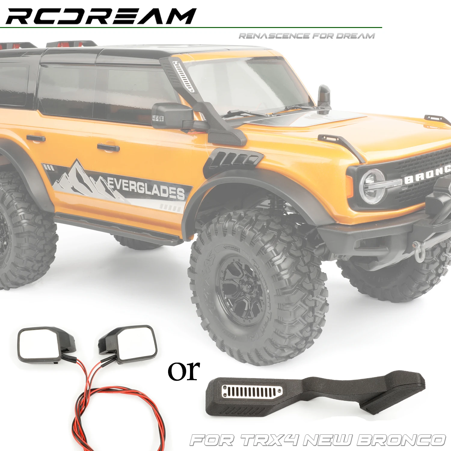 Nylon Rearview Mirror/wading Hose/snorkeling Tube For 1/10 Rc Crawler Car Trx4 Bronco Rearview Mirror/wading Hose Parts