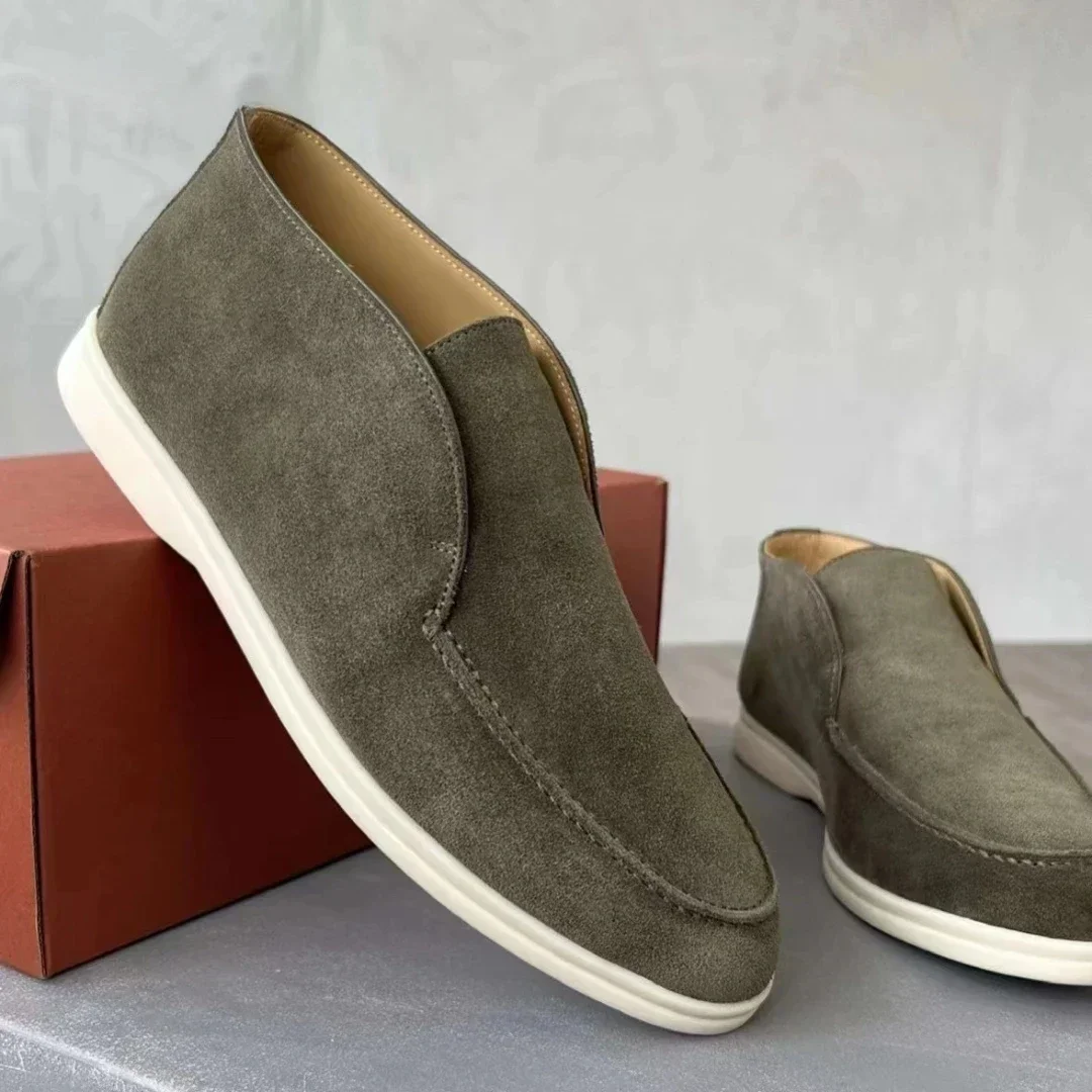 Sapatos casuais de camurça para homens e mulheres, mocassins planos, couro cheio, botins, caminhada, férias, outono, inverno, moda