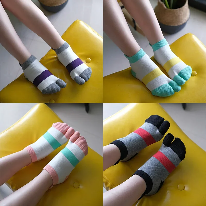 

New Cotton Short Tube Two-toe Women 2 Finger Socks Ladies Kawaii Ankle Socks