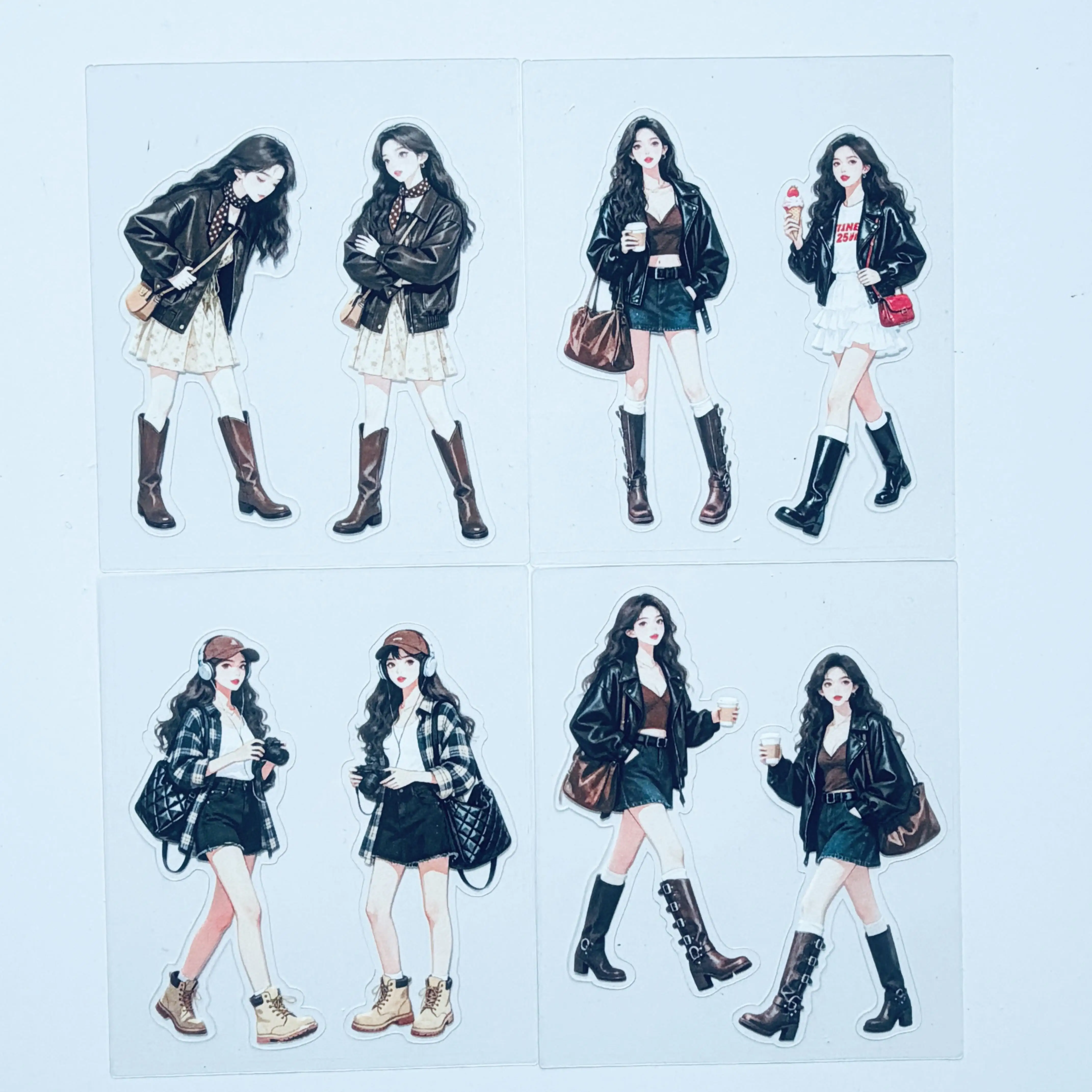 

12.10 28 Designs Cute Girl Cartoon Phone Card Stickers DIY PET PART1