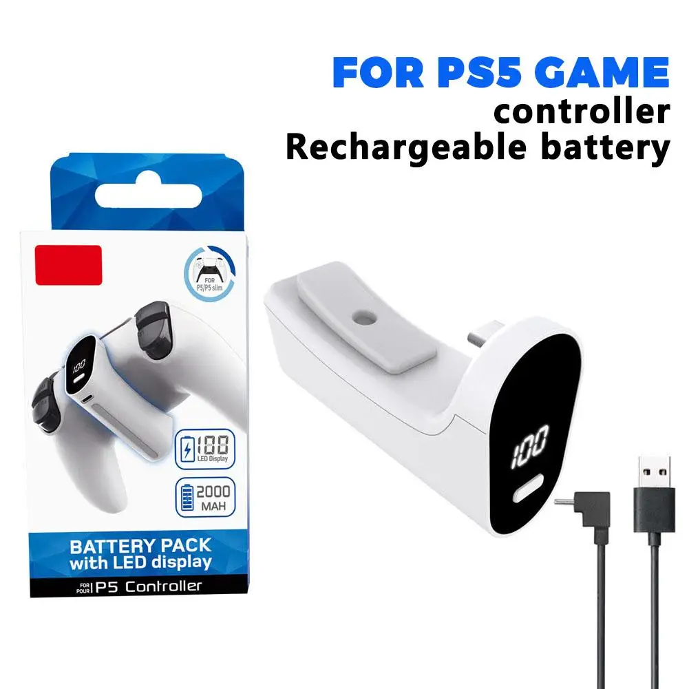 

Зарядная база для контроллера PS5 на 2000 мАч с USB Type-C, LED-дисплеем и комплектом для зарядки, игровые аксессуары