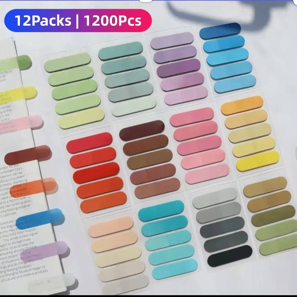 

1200Pcs Color Series Self Adhesive Memo Pad Sticky Notes Bookmark Point It Marker Sticker Paper for Office And School Supplies