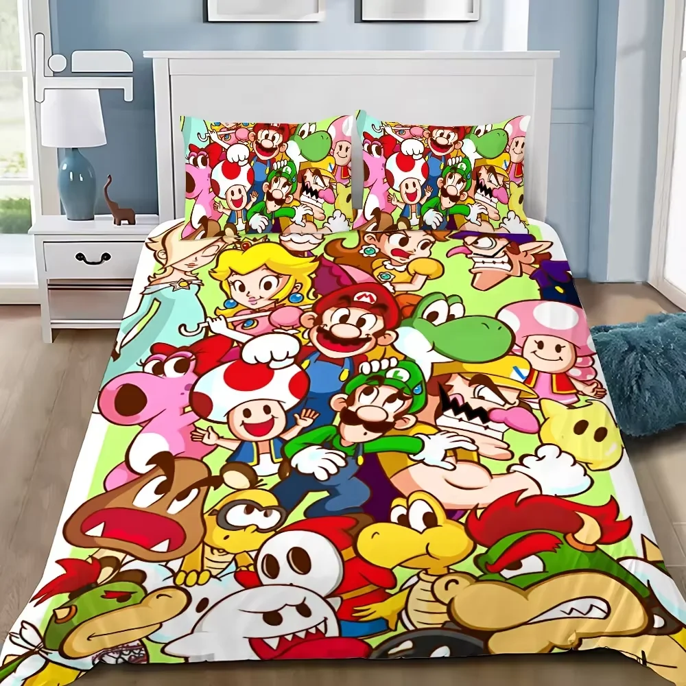 

Game Super M-Marios Duvet Cover Pillowcase Bedding Set Adult Boy Girl Bedroom Decoration Children Gift Single Double Large Size