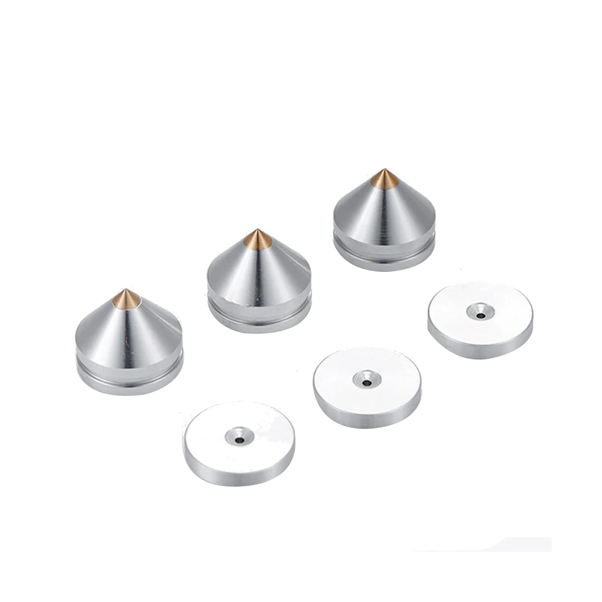 Speaker Stand Feet Pad com Spikes De Metal De Liga De Alumínio, Cone Floor Foot Nail, Prata, 8 Set