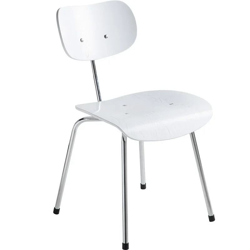 Nordic negotiation Internet celebrity stainless steel foot single chair, simple wooden backrest dining chair