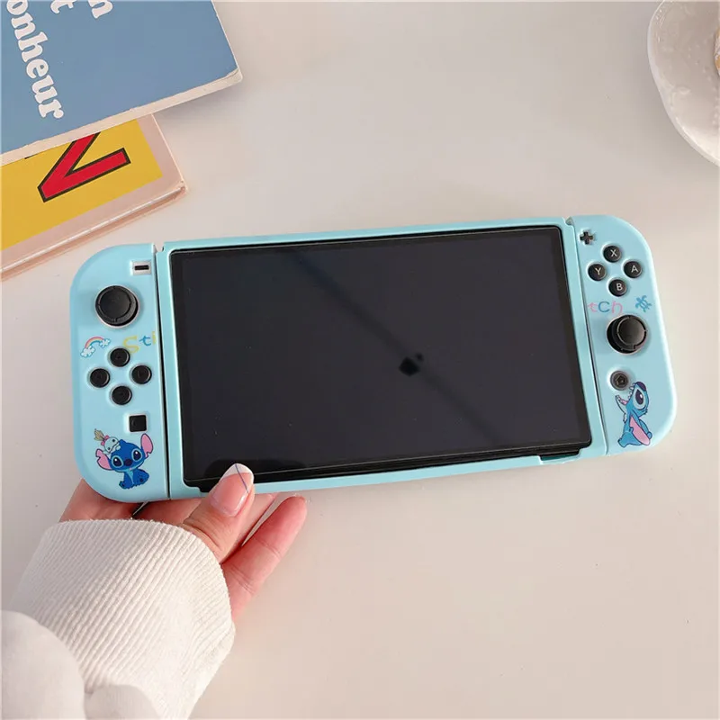 Funda rígida de Disney Stitch para Nintendo Switch, carcasa protectora para consola Oled NS, Protector de cristal