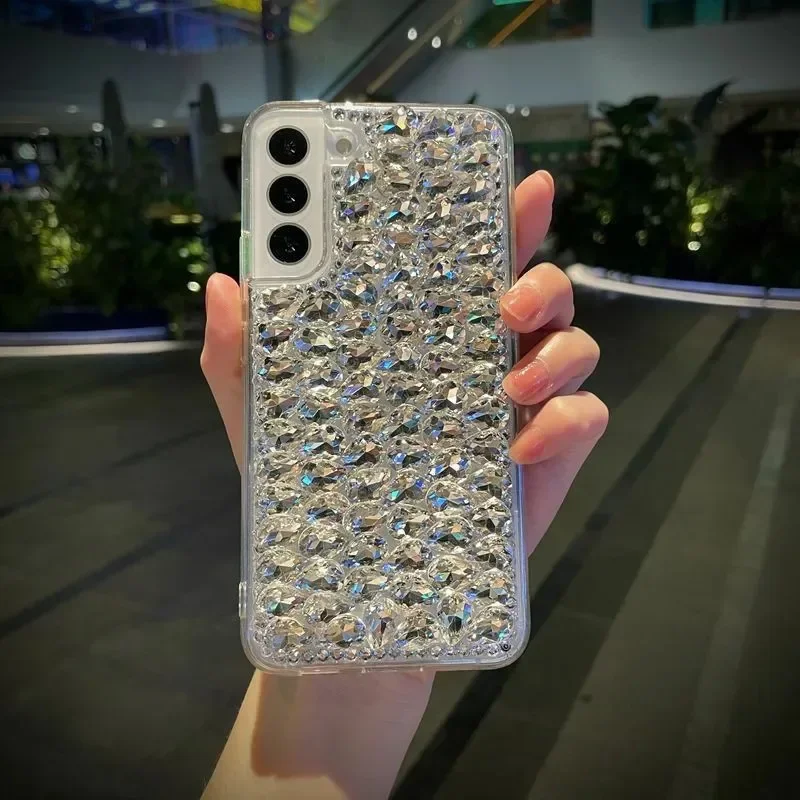 حافظة لهاتف سامسونج S25 S24 S23 S22 S21 S20 نوت 20 Ultra Plus FE غطاء خلفي كريستالي كامل باللون الأبيض Ca