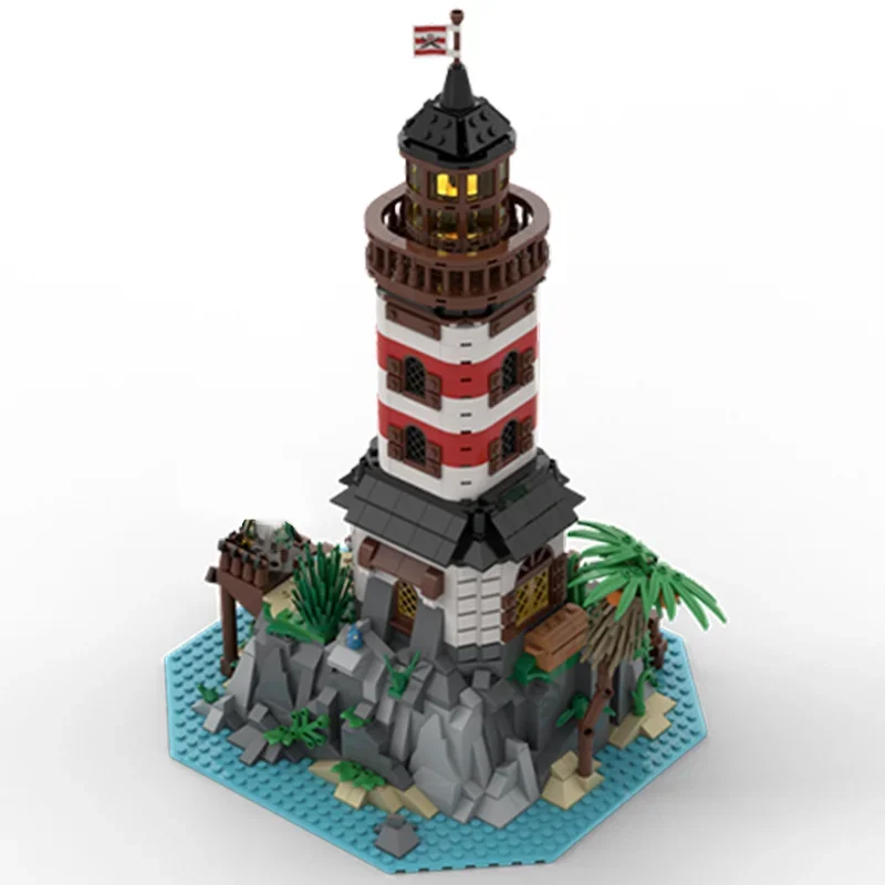 ตัวต่อ Moc Empire Lighthouse 1144 ชิ้น ชุดสร้างบ้านซ่อนเร้นโจรสลัด DIY ของเล่นเสริมสร้างความคิดสร้างสรรค์ ชุดตัวต่อแบบจำลอง ของขวัญวันเกิด สำหรับตั้งโชว์