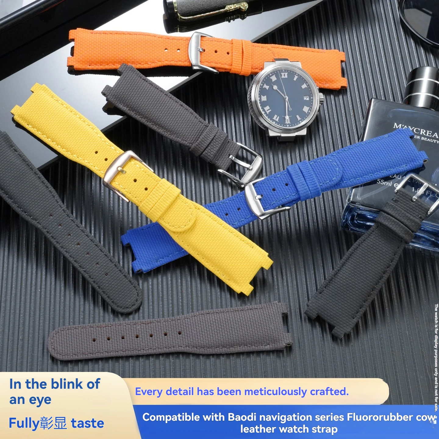 

For Breguet Marine 5517 and 5527 Watch Straps: Flexible FMK Woven-Pattern Fluorocarbon Rubber Watch Accessories