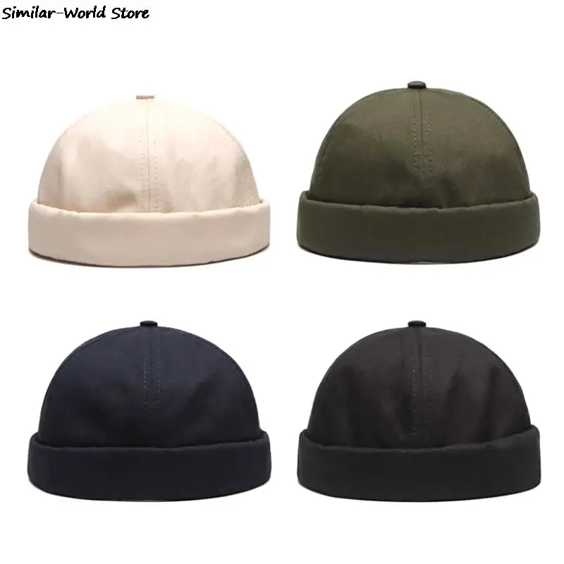 Vintage Kuppel Hut Unisex Brimless Beanie Kappe Einfarbig Trend Yuppies Docker Hut Einstellbar Winter Hut Mütze Mützen