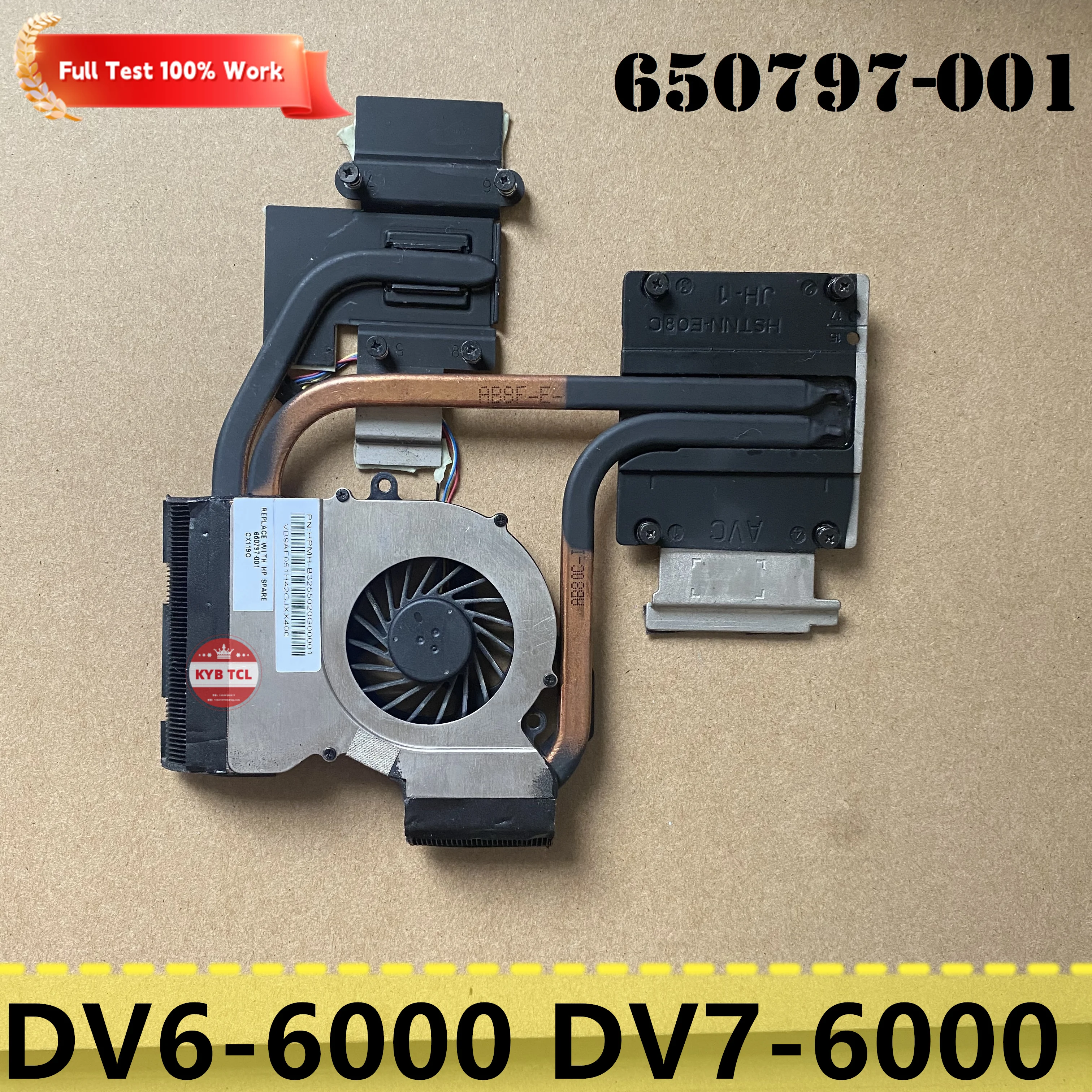 650797-001 Laptop CPU Cooling FAN + Heatsink For HP DV6-6000 DV7-6000 Notebook