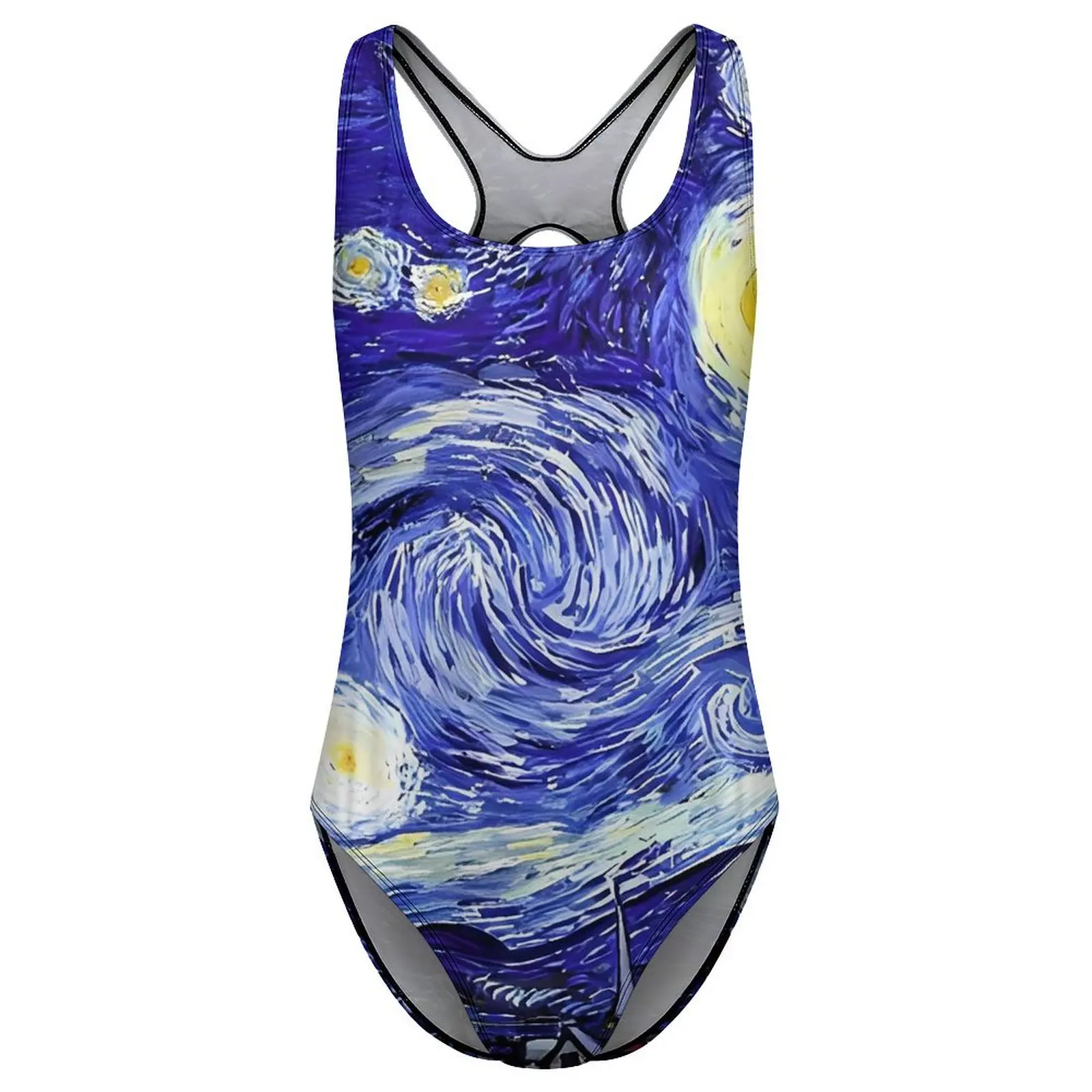 Starry Night Van Gogh Mountain Swimsuit Sexy  Women Swimwear One-Piece Korean Fashion Bodysuit Fitness Push Up High Cut Monokini image 3