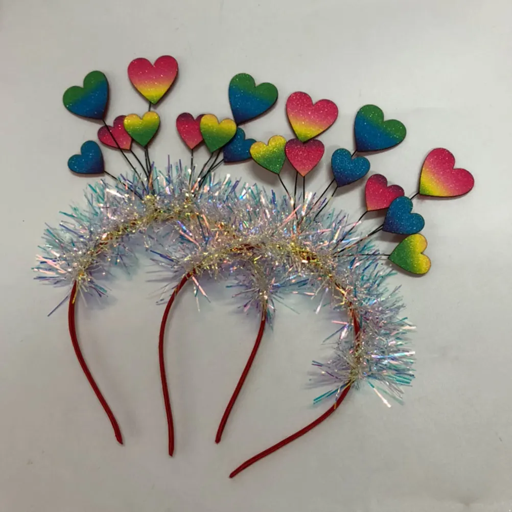 

Rainbow Heart Headband Gold Decorative Valentine Girls Lovely Heart Shaped Hairband Party Accessory Durable Size Fit Photo Props