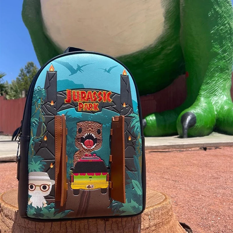 Loungefly POP Jurassic Park Gate para mujer, bolso de hombro con doble correa, monedero, Mini mochila