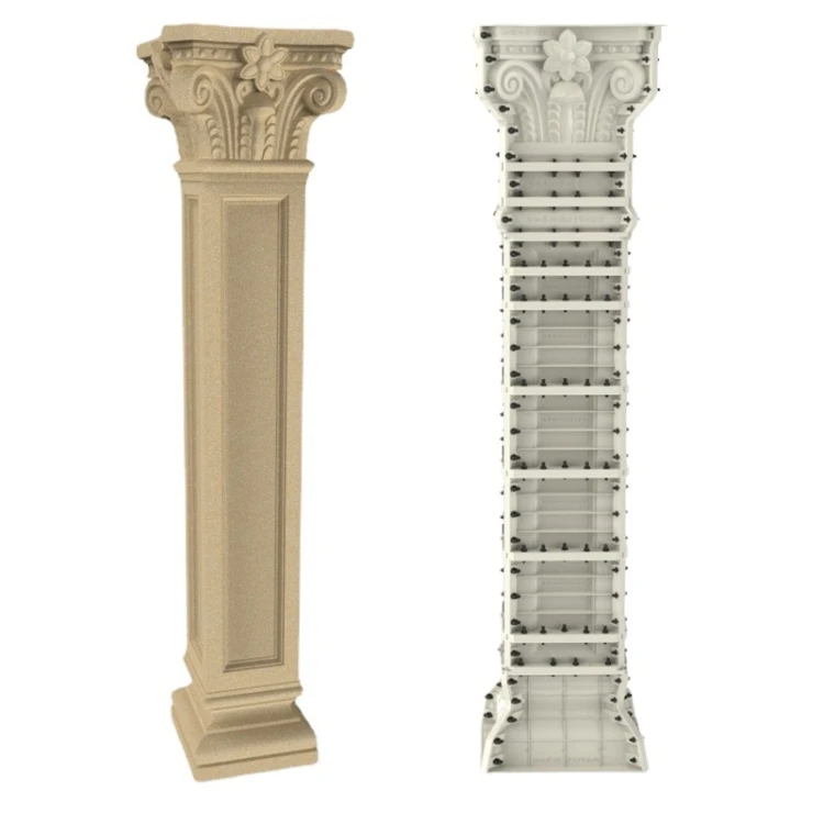 Outdoor square round cement moulding design plastic mold column concrete roman pillar mould for constructing pillars