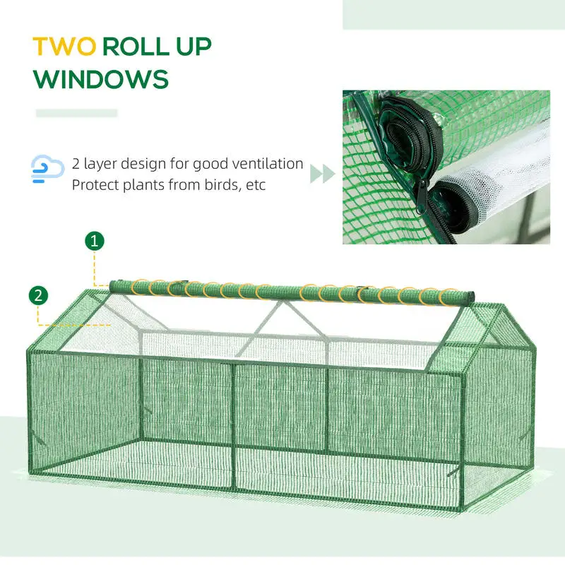 Outsunny 71" x 36" x 28" Mini Greenhouse Portable Hot House for Plants with Large Zipper Windows for Outdoor, Indoor, Garden, Green view 5