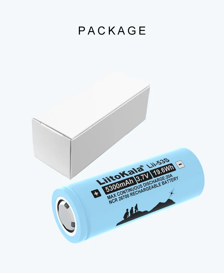 4 шт. Аккумуляторная литиевая батарея Liitokala, 26700, 20 А, 3,7 в, 5300 мА