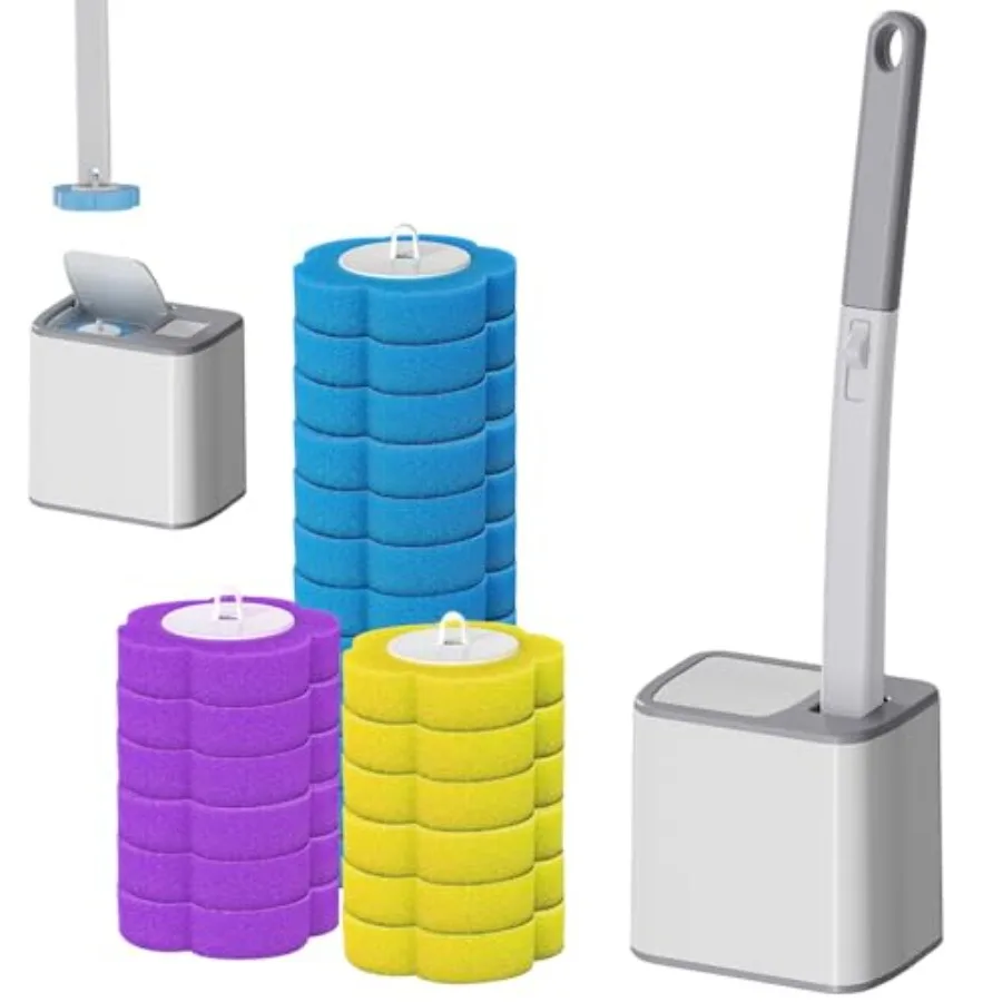 

Disposable Toilet Brush, Toilet Cleaning System with 24pcs Refills Brush, Extended Handle Bowl for Hygienic Bathroom Maintenanc
