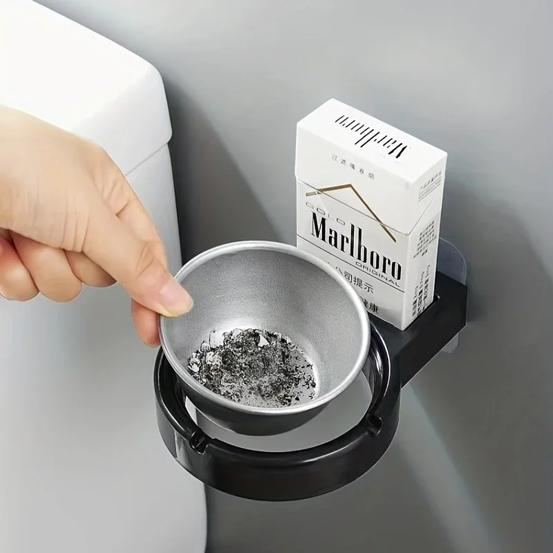 Windproof Stainless Steel Wall Mounted Ashtray - Minimalist Design for Home, Office, Indoor/Outdoor Use Smokeless Ashtray