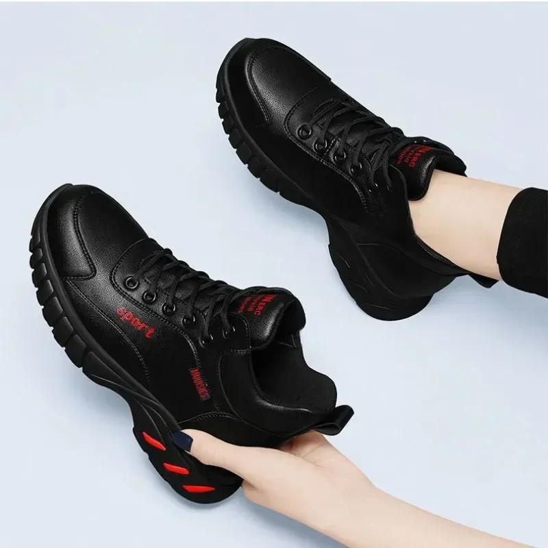 Women Fashion High Quality Leather Athletics Running Shoes Female Winter Non-slip Casual Sneakers Ladies Sport Jogging Shoes45