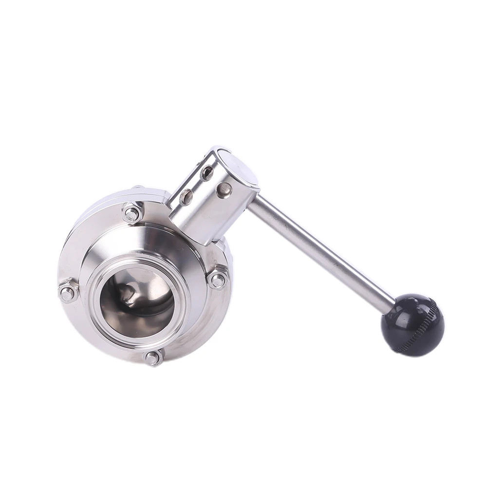 

1Inch Manual SS316L SS304 Stainless Steel Sanitary Tri Clamp Butterfly Valve with Pull Round Handle and Black Ball Made in China